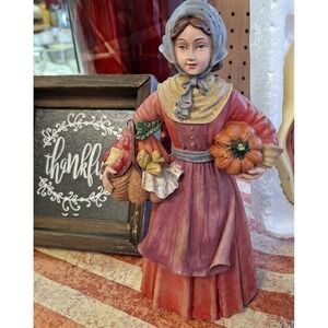 Sierra Pacific Figurine Harvest Pilgrim Woman Thanksgiving Holiday Decor‎